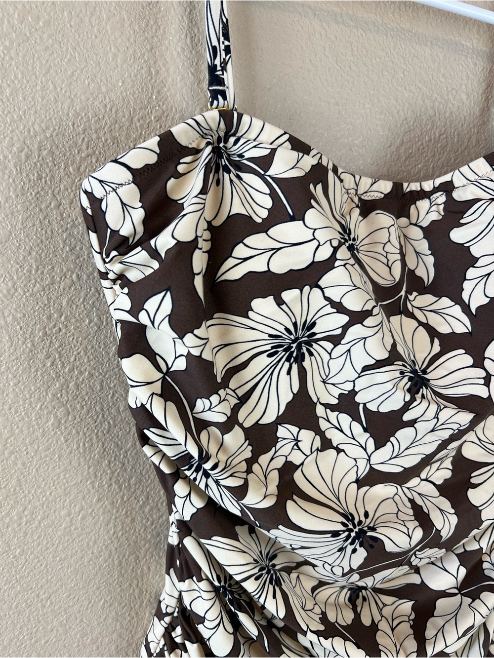 J.Crew Ruched bandeau one-piece swimsuit in floral brown - Picture 4 of 12